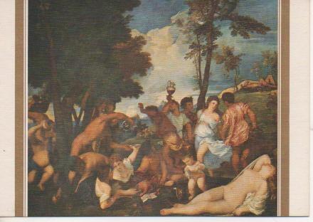 Postal E02567: La Bacanal,Tiziano, Museo del Prado