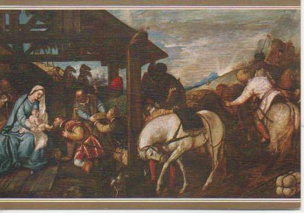 Postal E02563: La adoración de los Magos, Tiziano, Museo del Prado