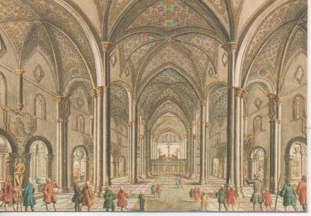 Postal E02764: Veu Perspecrive du Dedans de L'Eglise des Chartreux de Pavie en Itale