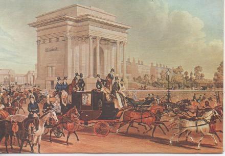 Postal E02761: Hyde Prk Corner, Gravado del siglo XIX