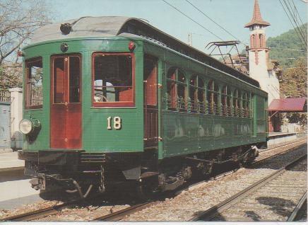 Postal E02800: automotor eléctric Brill 18 de l'antiga companyia "Ferrocoariles de Cataluña, S.A.
