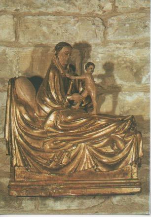 Postal E02687: Nacimiento, Fragmento retablo de la Virgen, siglo XV Catedral de Jaca