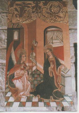 Postal E02683: La Anunciación, Fragmento del retablo de Santa María siglo XVI, Concilio
