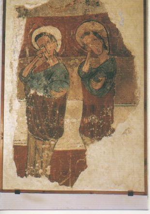 Postal E02679: Fragmento pintura mural, siglo XII, Susin
