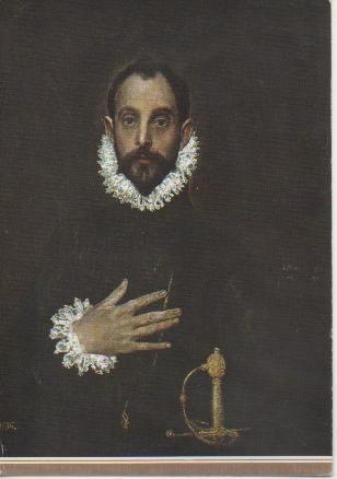 Postal E02719: El Caballero ode la Mano en el Pecho, Greco, Museo del Prado