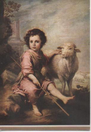 Postal E02725: El Buen Pastor, B.E. Murillo, Museo del Prado