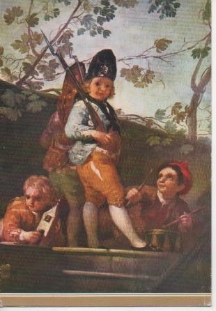 Postal E02712: Muchachos jugando a los soldados, F.de Goya, Museo del Prado