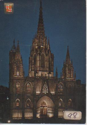 Postal E03496: Vista Noctura Catedral de Barcelona