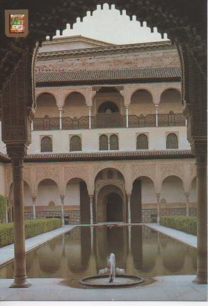 Postal E03398: Patio de los Arraayanes desde la Sala de la Barca-Alhambra, Granada