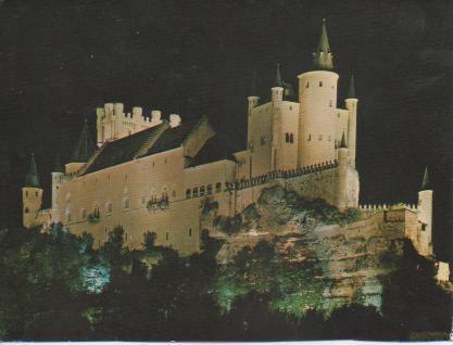 Postal E03643: El alcázar-vista nocturna, Segovia