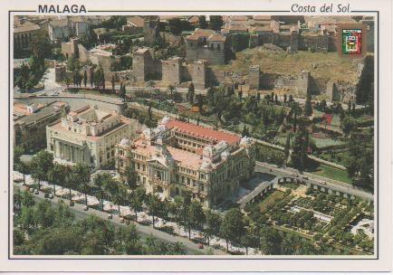 Postal E03622: Parque. Ayuntamiento.Alcazaba, Malaga