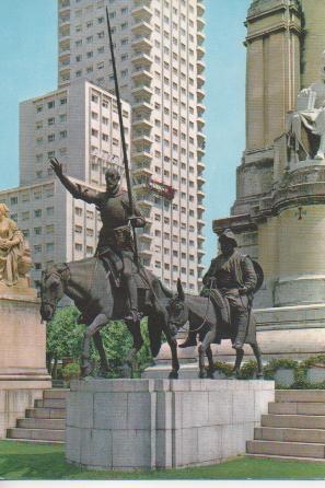 Postal E03555: Plaza de España, Monumento a Cervantes, Madrid
