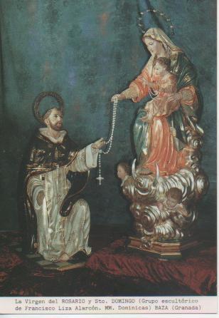 Postal E03212: La Virgen del Rosario y Sto. Domingo (Grupo escultórico de Francisco Liza Alarcón.MM. Dominicas) Baza, Granada