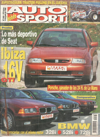 Revista: Auto hebdo Sport num 568 (22 junio de 1996) - Lo mas deportivo de Seat Ibiza 16V GTi - Porsche Ganador de la 24h de Le Mans