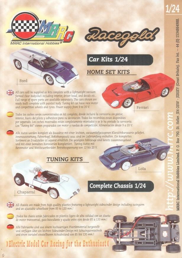 Folleto publicidad: Racegold Car Kits 1/24 (MRRC Internacional Hobbies )