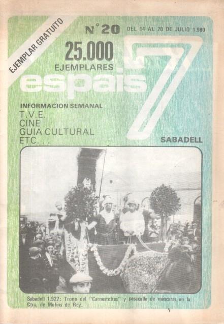 Programa: Espais 7 num 20 (14-20 de julio de 1980)