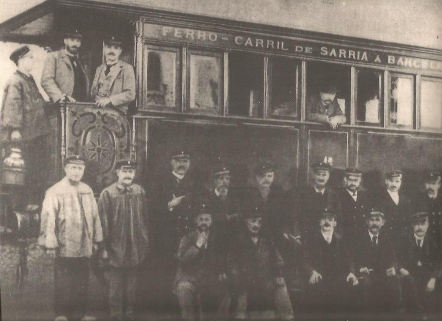LAMINA 26355: Trabajadores del ferrocarril de Sarria - Barcelona