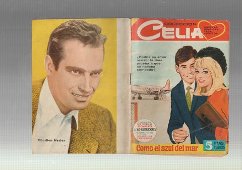 Celia numero 135: Como el azul del mar, trasera foto artista Charlton Heston