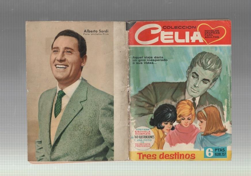Celia numero 157: Tres destinos, trasera foto artista Alberto Sordi
