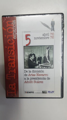 DVD documental: De la dimision de Arias Navarro a la presidencia de Adolfo Suarez. Coleccion La Transicion Española num 5. Abril 76 noviembre 76