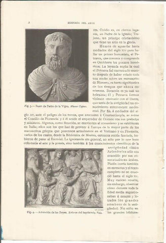 LAMINA 26720:  Busto de Pedro de la Vigna y Adoracion de los Reyes en Pisa
