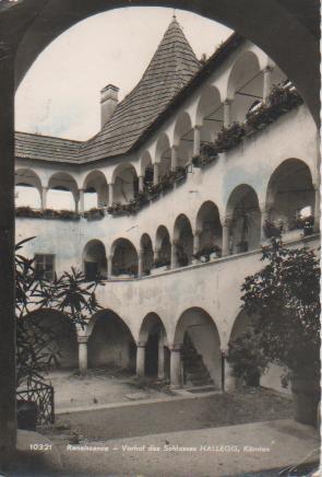 Postal E05329: Renaissance-Vorhof des Schlosses Hallegg, Kärnten