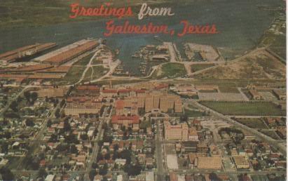 Postal E05365: Aerial View of Galveston
