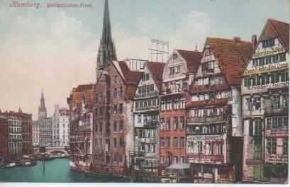 Postal E05379: Hamburg. Deichstrassen-Fleet