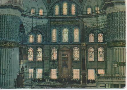 Postal E05381: Sultsn Ahmet Comiinin dahili görünüsü. Interior of Blue Mosque, Istanbul- Turkey