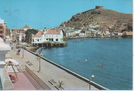 Postal E05245: Playa Levante y  baños, Aguilas-Murcia