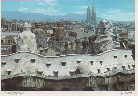 Postal E05221: a. Gaudí- La Pedrera Casa Milà, Barcelona