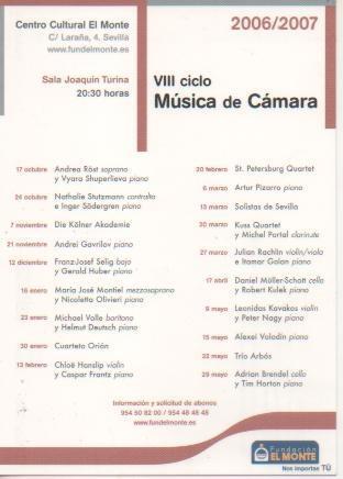 Postal E05525: VIII ciclo Música de Cámara. Centro cultural El Monte