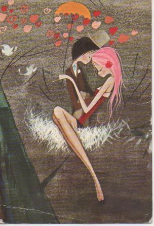Postal E05600: Dibujo de postal romantica
