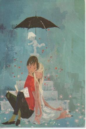 Postal E05590: Postal dibujo romantico