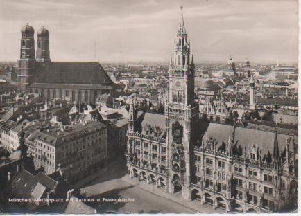 Postal E05448: Postal B/NMünchen- Rathaus mit Frauenkirche