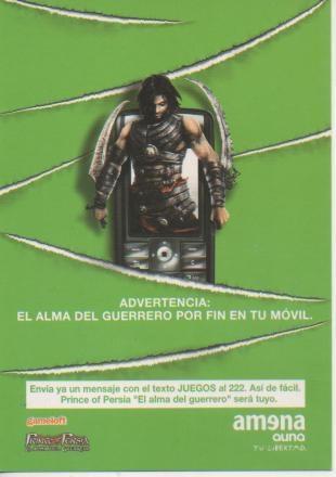 Postal E05499: Advertencia: El Alm del Guerrero e¡pr fin en tu móvil, Amena