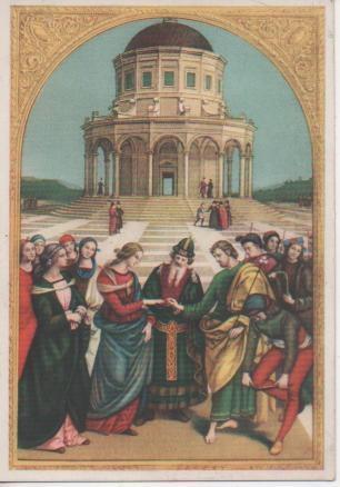 Postal E04901: Los Desposorios de la Virgen. Rafael, Pinacoteca de Brera, Milan