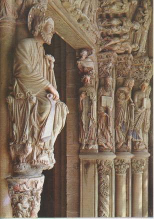Postal E04971: Detalle Pórtico de laGloria Catedral de Santiago de Compostela