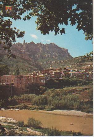 Postal E04965: Vista parcial, al fondo Montserrat, Monistrol de Montserrat