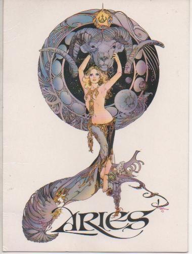 Postal E04793: Tarjeta horoscopo Aries, ilustracion de Esteban Maroto