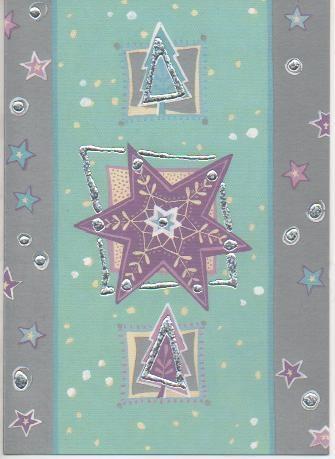 Navid E04798: Tarjeta Navideña Estrella y arboles decorativos