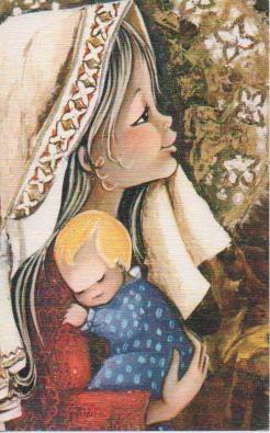 Navid E04846: Postal Felicitación Virgen con el Niño