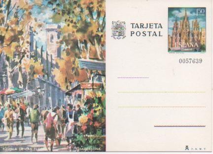 Postal E04849: Tarjeta Postal Acuarela Rambla de las Flores, Barcelona