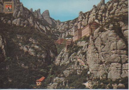 Postal E05140: Monestir i funicular a la Santa Cova, Montserrat