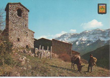 Postal E05192: Paisatge típic. Al fons Serra del Cadí ,Cava