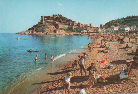 Postal E05154: Atardecer sobre la playa. Tossa de Mar, Costa Brava