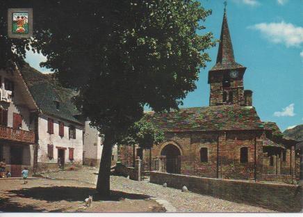 Postal E05090: Detall de Bossost i Església Parroquial, All d'Aran Pirineu Català, Lleida
