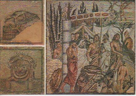 Postal E05064: Mosaicos polícromos. Ampurias, Costa Brava