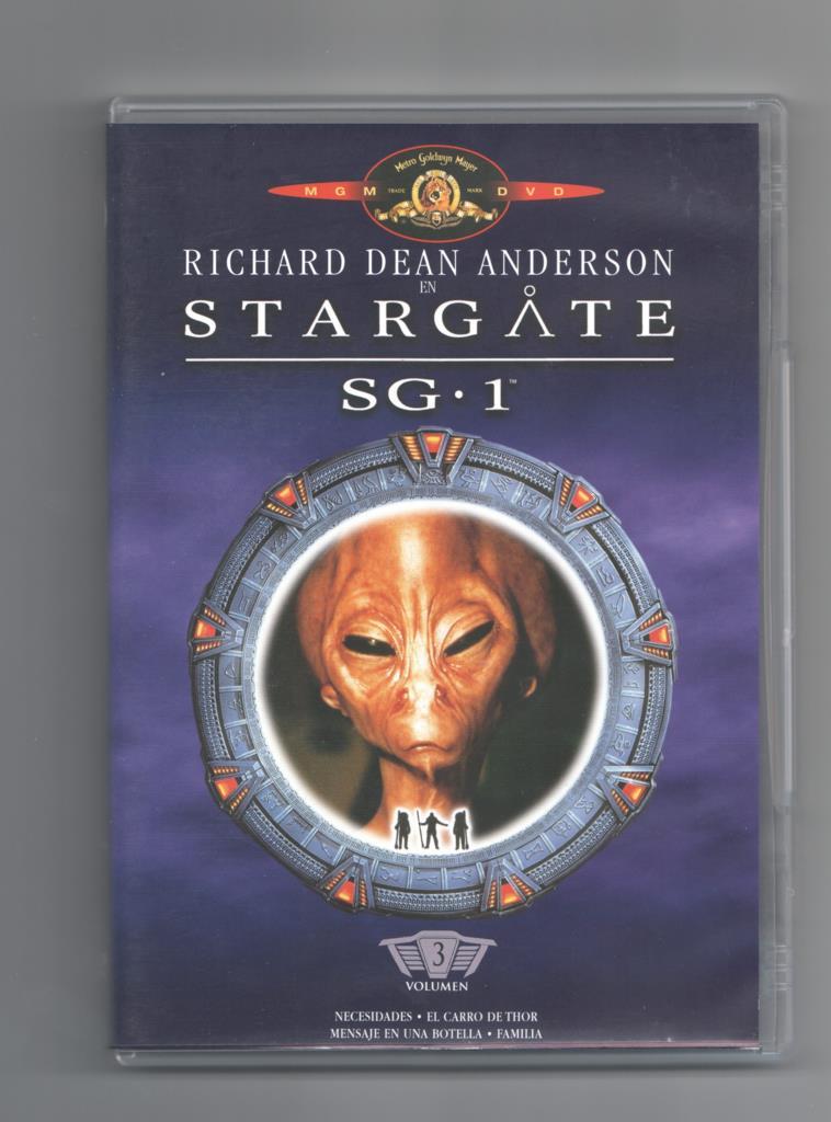 DVD serie: Stargate SG-1, Volumen 3 Episodios: Necesidades, Mensaje en una botella, El carro de Thor, Familia