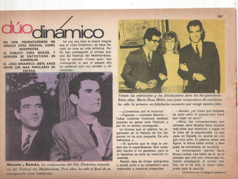 Claro de Luna numero 367: reportaje sobre el Duo Dinamico (numerado 3 en trasera)